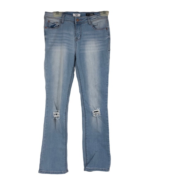 Kenzie Jeans Tomboy Straight Distressed Lightwash Stretch Jeans Cotton/Poly/Span - Picture 1 of 11